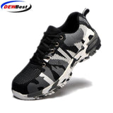 Safety Shoes Men Women Work Boots Camouflage Steel Toe Outdoor Air Mesh Safety Shoes