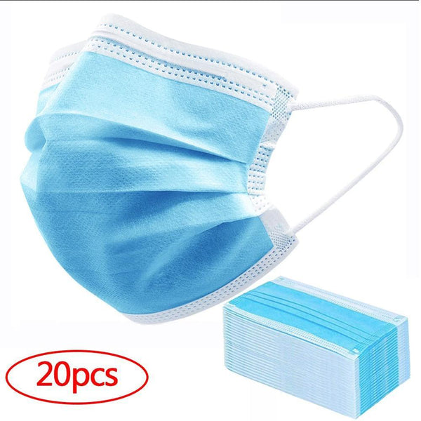 50pcs Dustproof Face Mask Unisex Facial Protective Cover Masks Disposable Surgical Mouth-muffle Blue Anti Pollution Respirator